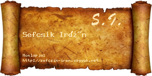 Sefcsik Irén névjegykártya